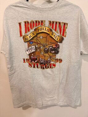 Vintage Harley Davidson “I Rode Mine Sturgis 1999” Graphic Tee - Gray